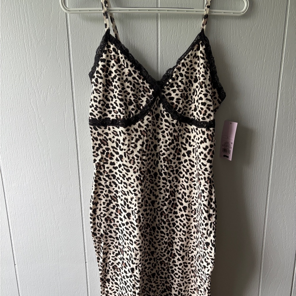Wild Fable Brown and Black Midi Dress with Animal Print